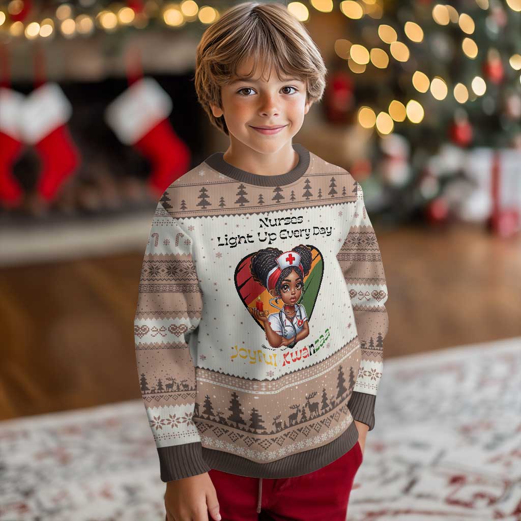 Nurses Light Up Everyday Ugly Christmas Sweater Joyful Kwanzaa Celebration Gift TS12 Mocha Mousse Print Your Wear