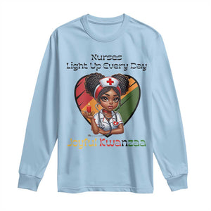 Nurses Light Up Everyday Long Sleeve Shirt Joyful Kwanzaa Celebration Gift TS12 Light Blue Print Your Wear