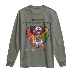 Nurses Light Up Everyday Long Sleeve Shirt Joyful Kwanzaa Celebration Gift TS12 Military Green Print Your Wear