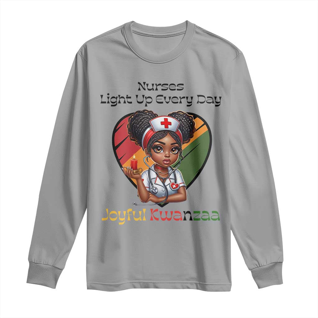 Nurses Light Up Everyday Long Sleeve Shirt Joyful Kwanzaa Celebration Gift TS12 Sport Gray Print Your Wear