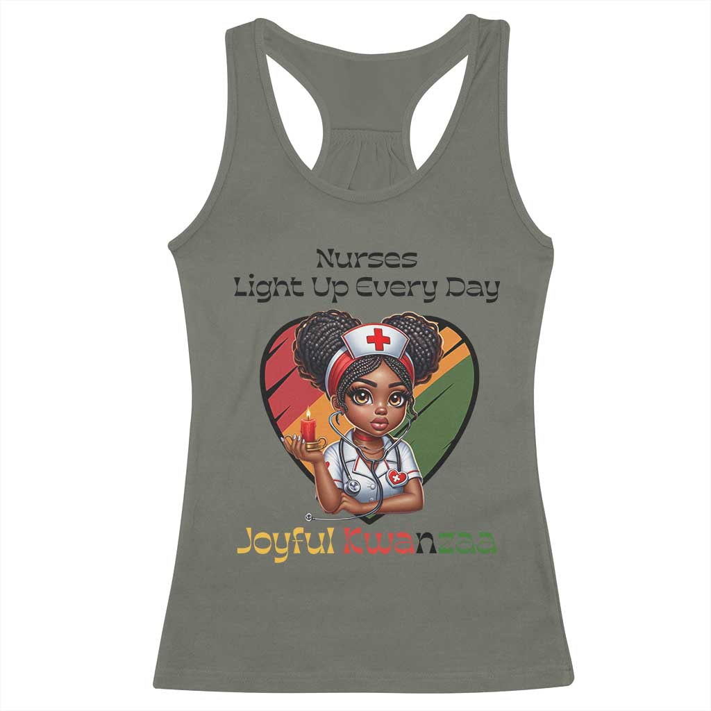Nurses Light Up Everyday Racerback Tank Top Joyful Kwanzaa Celebration Gift TS12 Military Green Print Your Wear