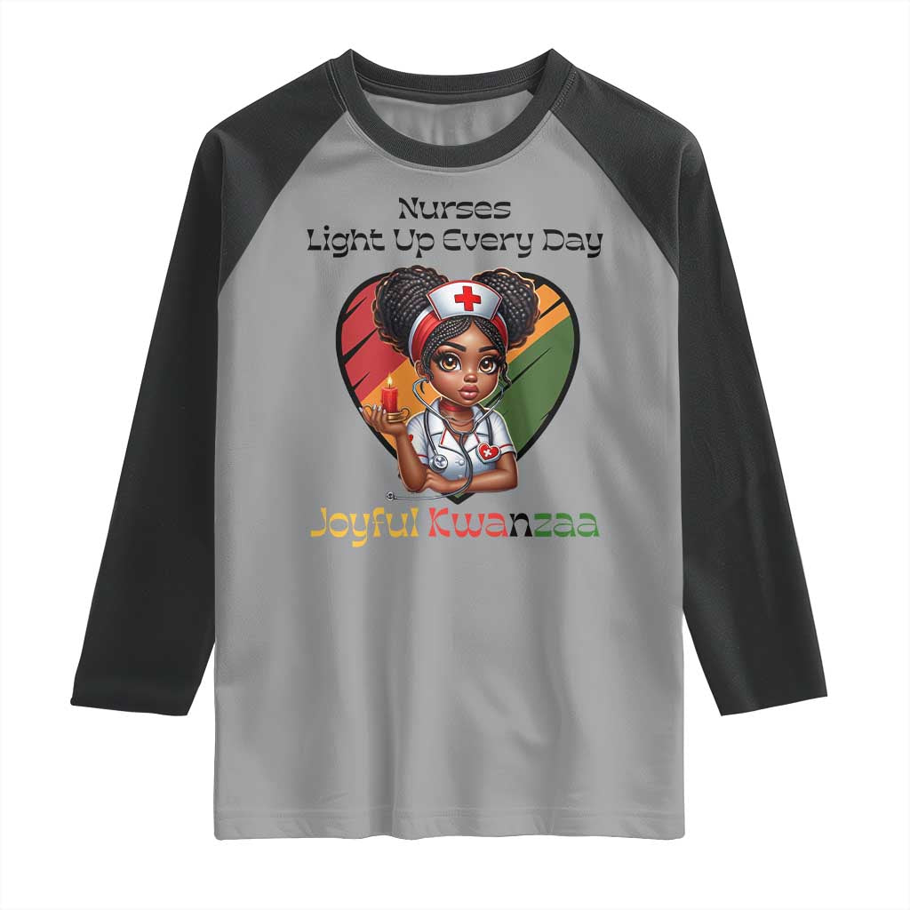 Nurses Light Up Everyday Raglan Shirt Joyful Kwanzaa Celebration Gift TS12 Sport Gray Black Print Your Wear