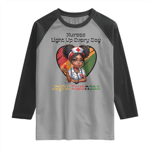 Nurses Light Up Everyday Raglan Shirt Joyful Kwanzaa Celebration Gift TS12 Sport Gray Black Print Your Wear