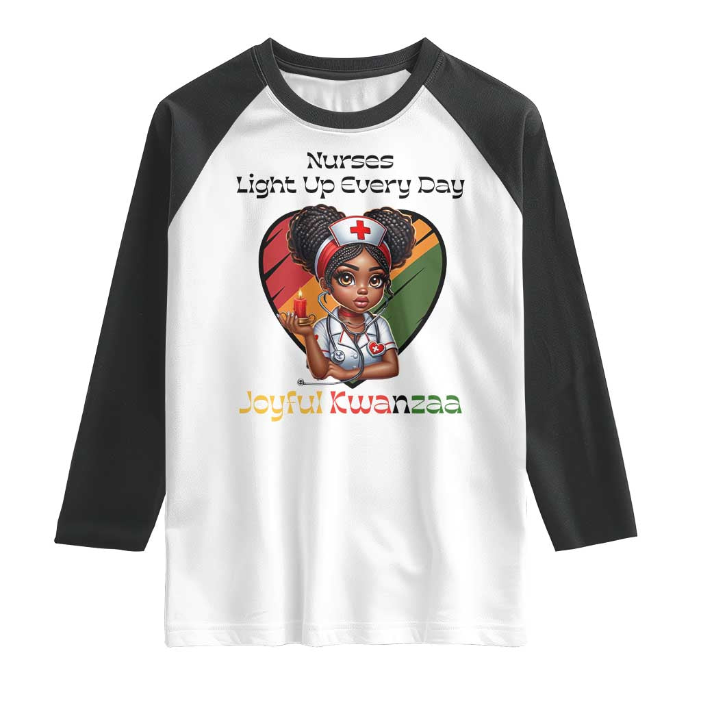 Nurses Light Up Everyday Raglan Shirt Joyful Kwanzaa Celebration Gift TS12 White Black Print Your Wear