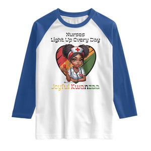 Nurses Light Up Everyday Raglan Shirt Joyful Kwanzaa Celebration Gift TS12 White Royal Print Your Wear
