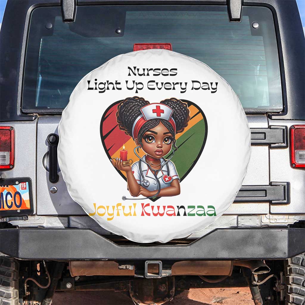 Nurses Light Up Everyday Spare Tire Cover Joyful Kwanzaa Celebration Gift TS12 No hole White Print Your Wear
