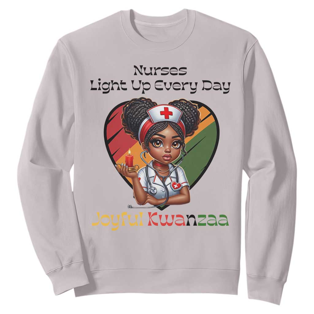 Nurses Light Up Everyday Sweatshirt Joyful Kwanzaa Celebration Gift TS12 Ice Gray Print Your Wear