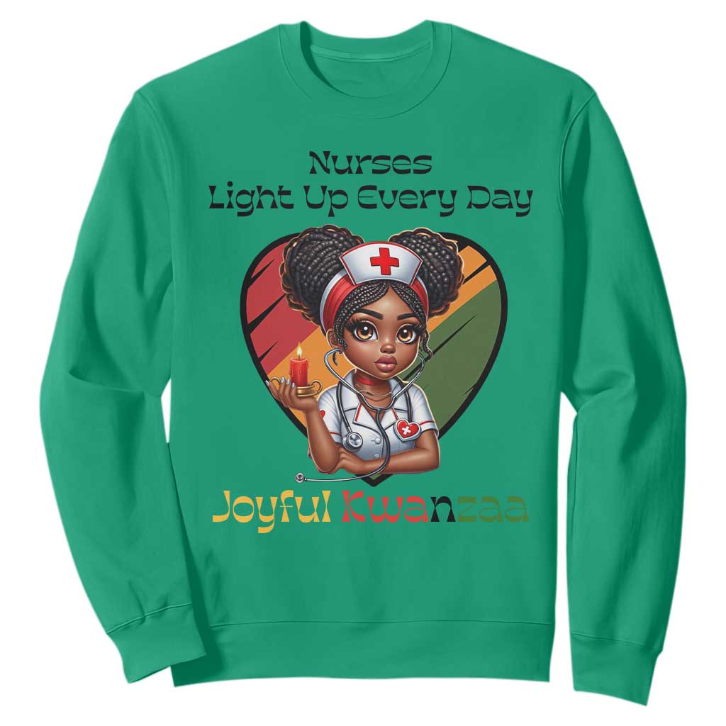 Nurses Light Up Everyday Sweatshirt Joyful Kwanzaa Celebration Gift TS12 Irish Green Print Your Wear