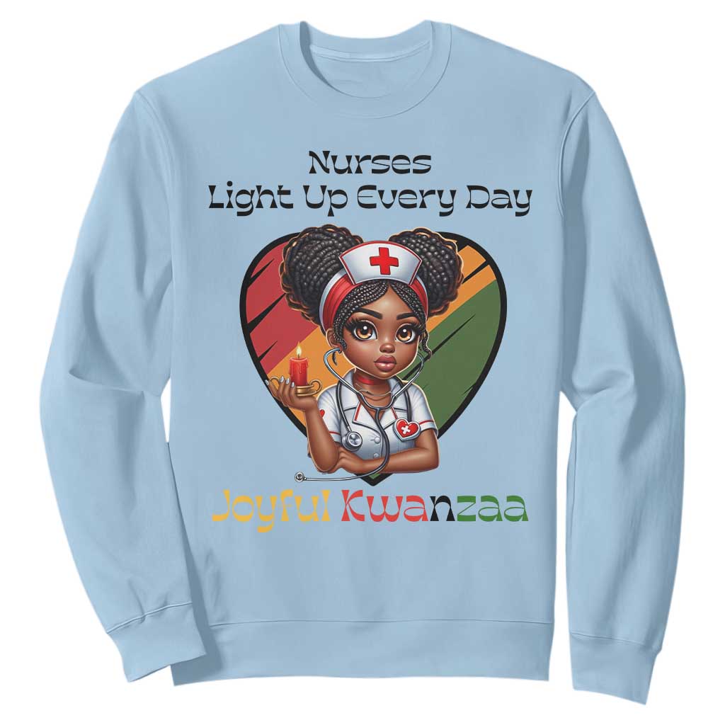 Nurses Light Up Everyday Sweatshirt Joyful Kwanzaa Celebration Gift TS12 Light Blue Print Your Wear