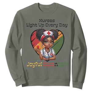 Nurses Light Up Everyday Sweatshirt Joyful Kwanzaa Celebration Gift TS12 Military Green Print Your Wear