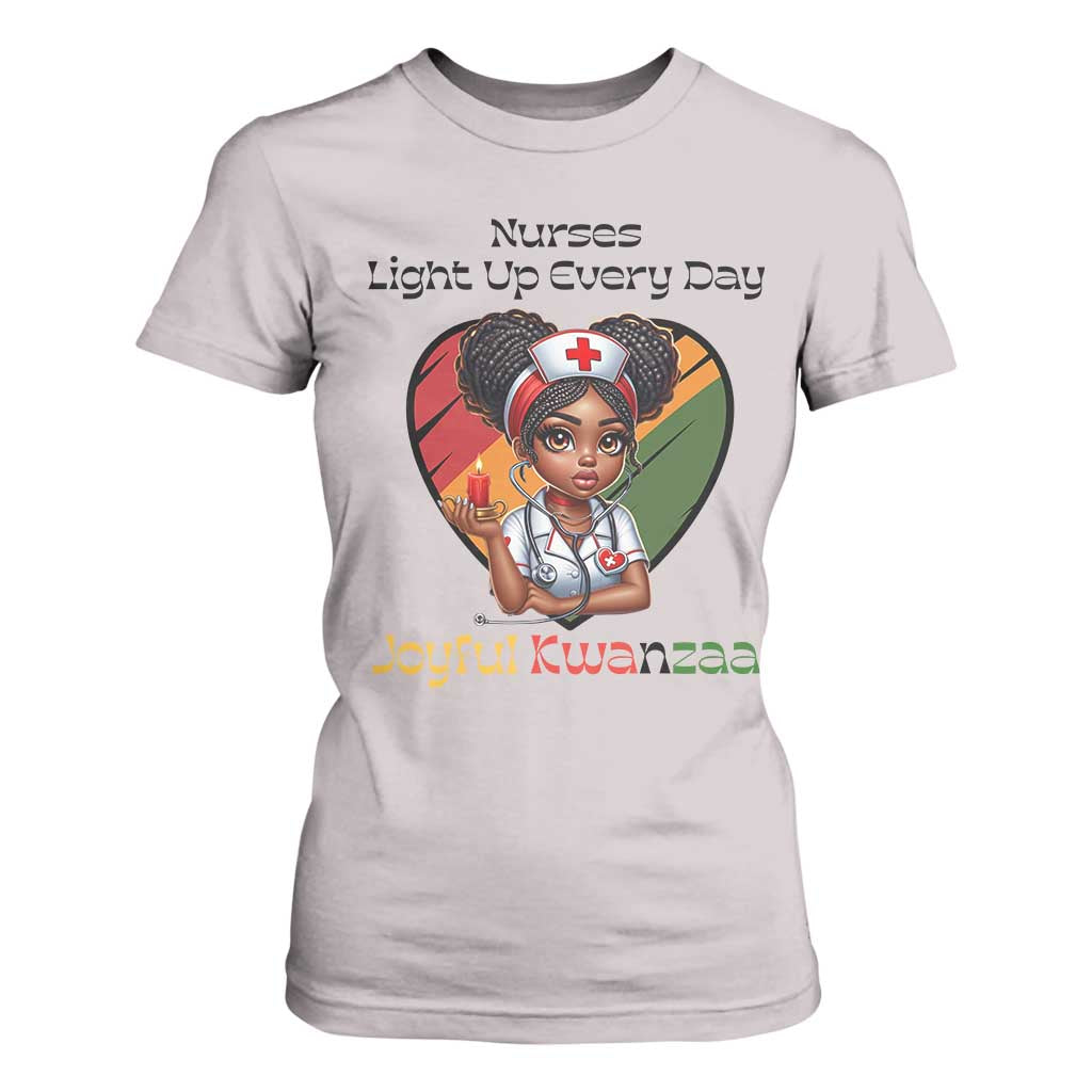 Nurses Light Up Everyday T Shirt For Women Joyful Kwanzaa Celebration Gift TS12 Ice Gray Print Your Wear