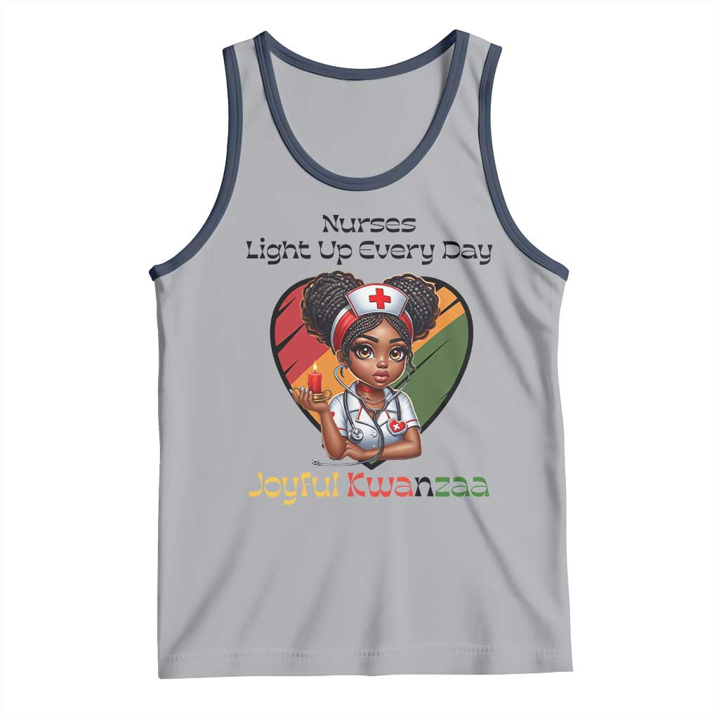 Nurses Light Up Everyday Tank Top Joyful Kwanzaa Celebration Gift TS12 Athletic Heather Navy Print Your Wear