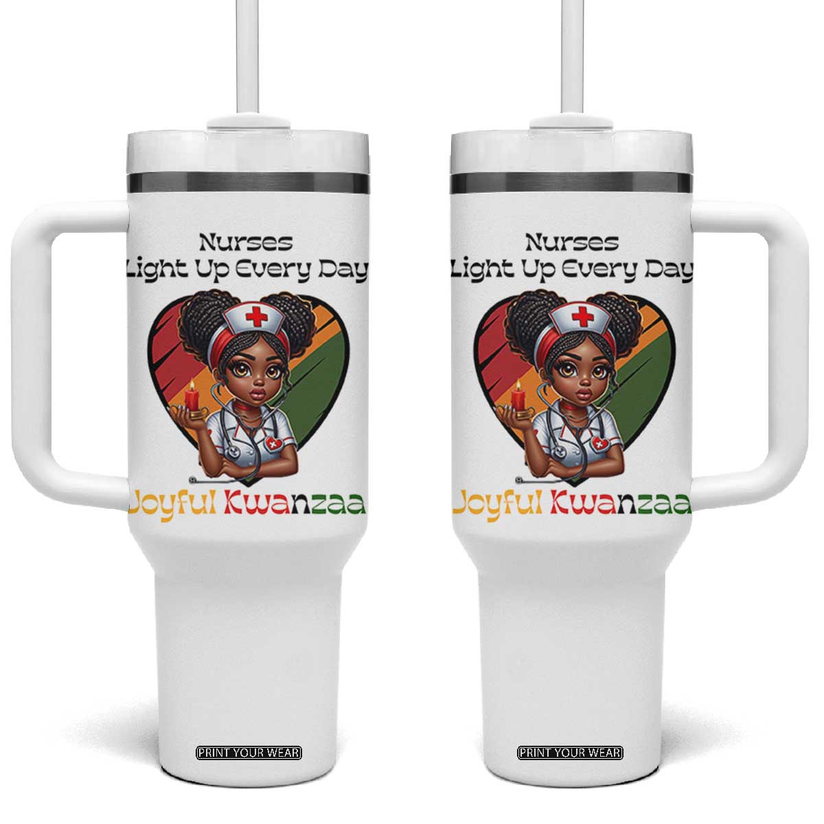 Nurses Light Up Everyday Tumbler With Handle Joyful Kwanzaa Celebration Gift TS12 One Size: 40 oz White Print Your Wear