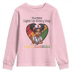 Nurses Light Up Everyday Youth Sweatshirt Joyful Kwanzaa Celebration Gift TS12 Light Pink Print Your Wear