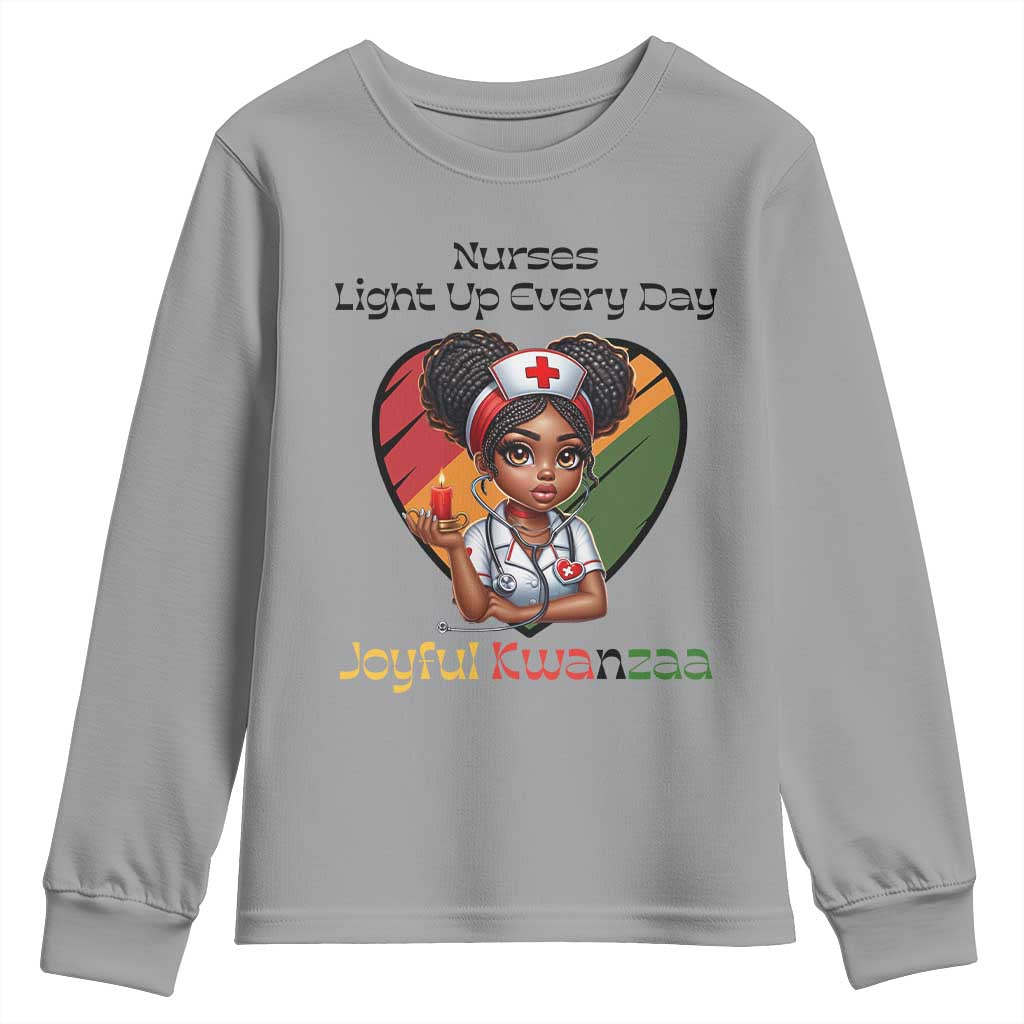 Nurses Light Up Everyday Youth Sweatshirt Joyful Kwanzaa Celebration Gift TS12 Sport Gray Print Your Wear