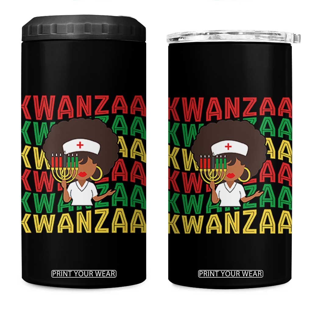 Kwanzaa Nurse Pride 4 in 1 Can Cooler Tumbler African Heritage Holiday Gift TS12 One Size: 16 oz Black Print Your Wear