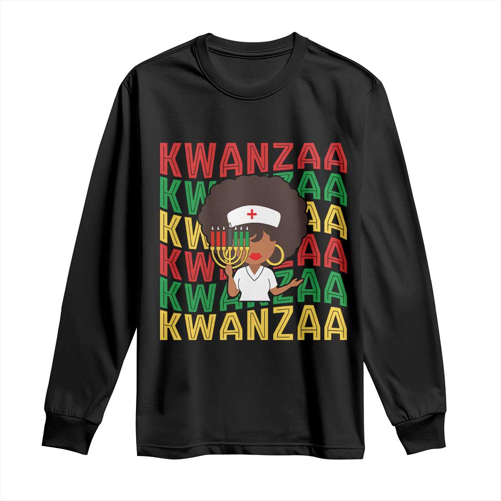Kwanzaa Nurse Pride Long Sleeve Shirt African Heritage Holiday Gift TS12 Black Print Your Wear