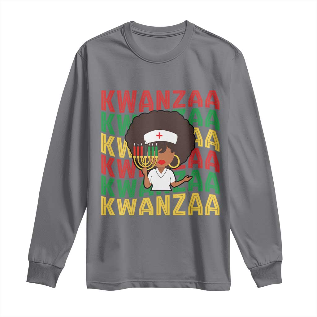 Kwanzaa Nurse Pride Long Sleeve Shirt African Heritage Holiday Gift TS12 Charcoal Print Your Wear