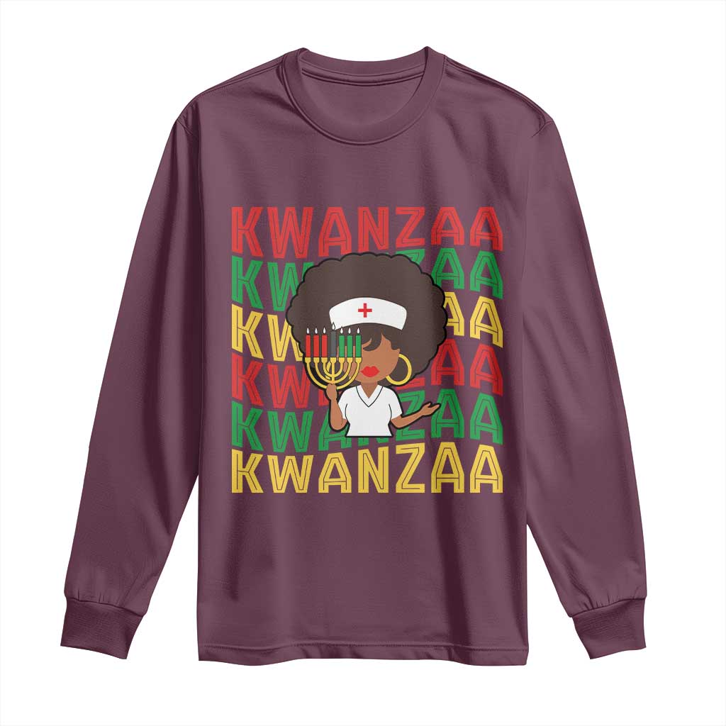 Kwanzaa Nurse Pride Long Sleeve Shirt African Heritage Holiday Gift TS12 Maroon Print Your Wear