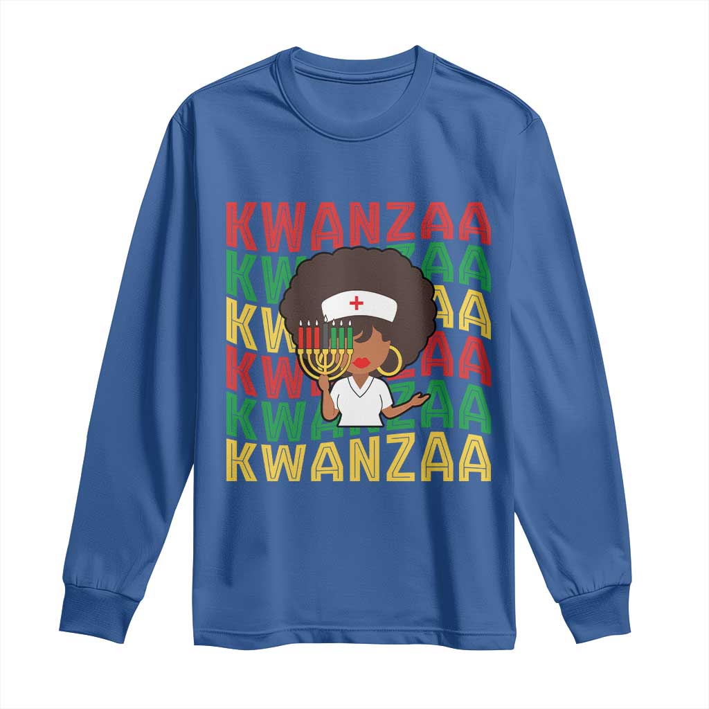 Kwanzaa Nurse Pride Long Sleeve Shirt African Heritage Holiday Gift TS12 Royal Blue Print Your Wear