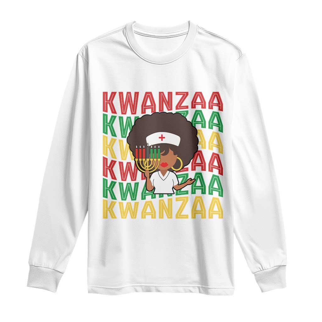 Kwanzaa Nurse Pride Long Sleeve Shirt African Heritage Holiday Gift TS12 White Print Your Wear