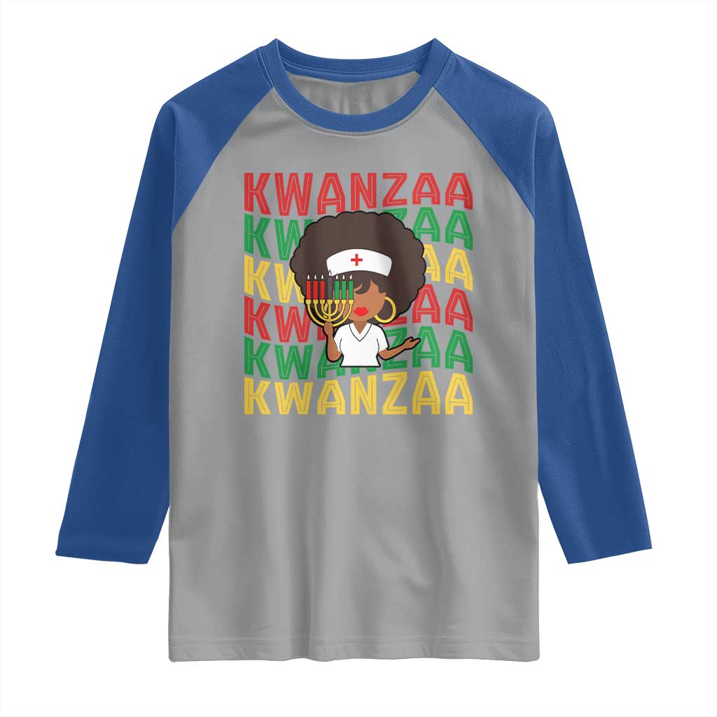 Kwanzaa Nurse Pride Raglan Shirt African Heritage Holiday Gift TS12 Sport Gray Royal Print Your Wear