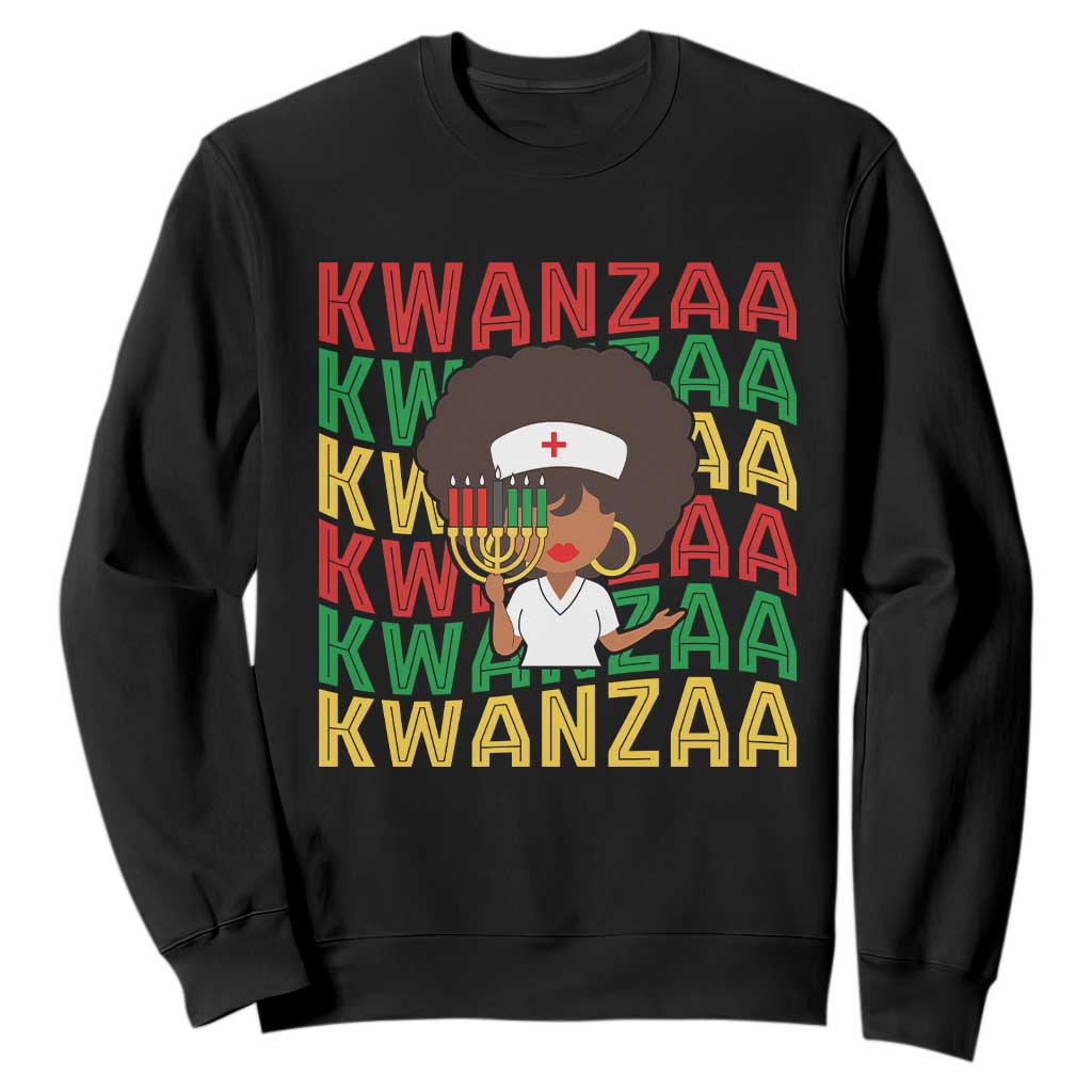 Kwanzaa Nurse Pride Sweatshirt African Heritage Holiday Gift TS12 Black Print Your Wear