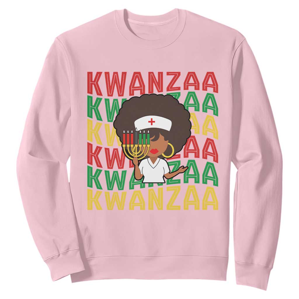 Kwanzaa Nurse Pride Sweatshirt African Heritage Holiday Gift TS12 Light Pink Print Your Wear