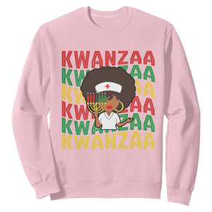 Kwanzaa Nurse Pride Sweatshirt African Heritage Holiday Gift TS12 Light Pink Print Your Wear