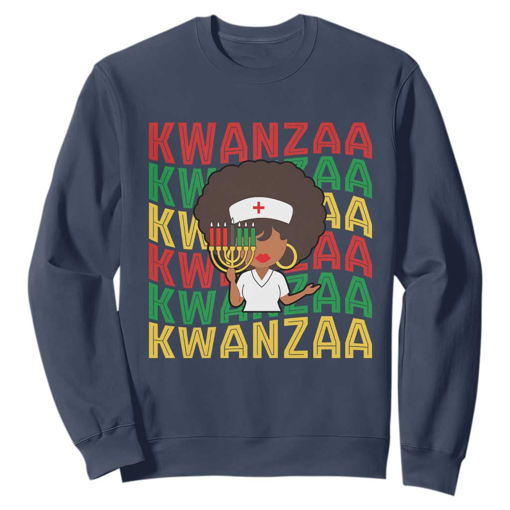 Kwanzaa Nurse Pride Sweatshirt African Heritage Holiday Gift TS12 Navy Print Your Wear