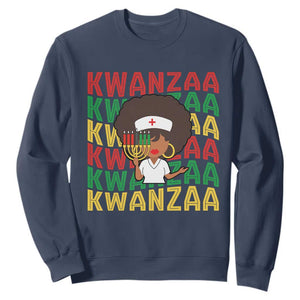 Kwanzaa Nurse Pride Sweatshirt African Heritage Holiday Gift TS12 Navy Print Your Wear
