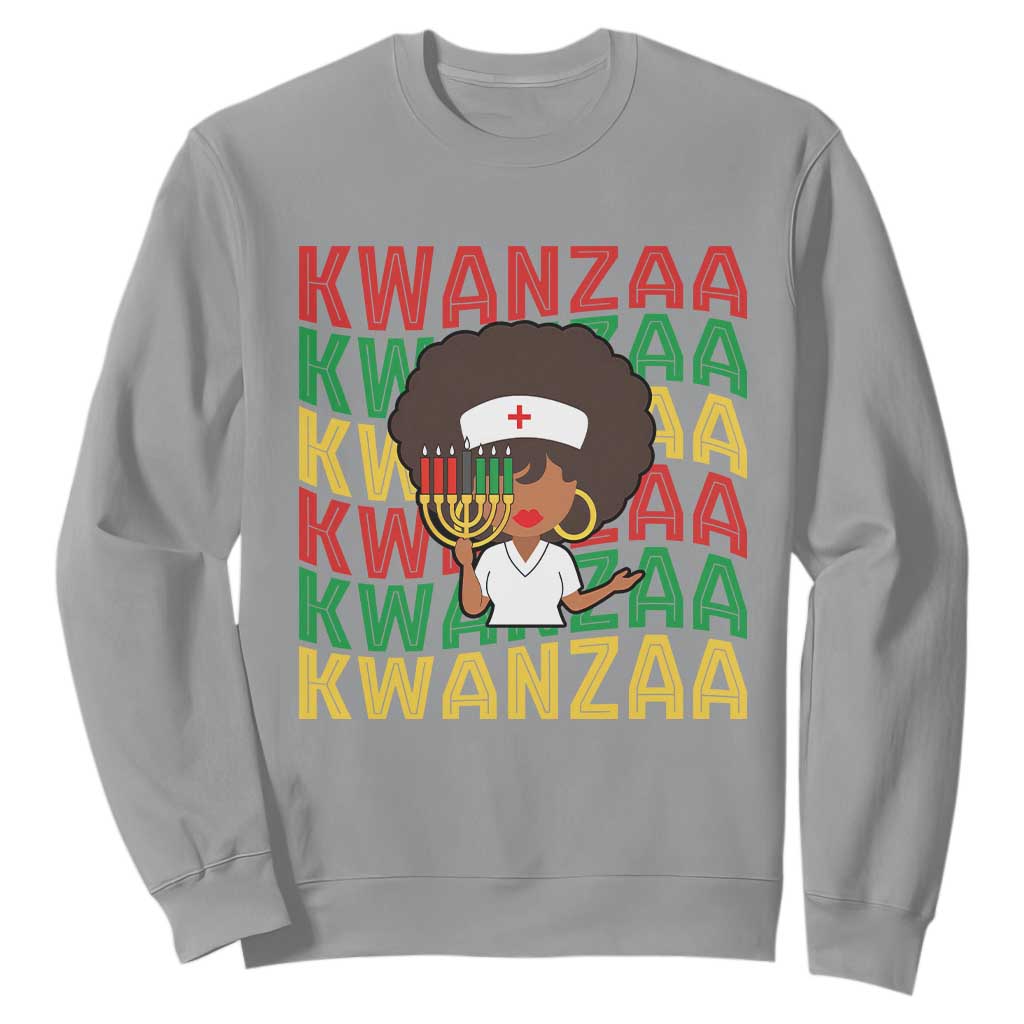 Kwanzaa Nurse Pride Sweatshirt African Heritage Holiday Gift TS12 Sport Gray Print Your Wear