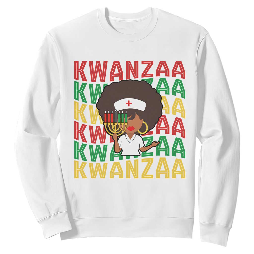 Kwanzaa Nurse Pride Sweatshirt African Heritage Holiday Gift TS12 White Print Your Wear