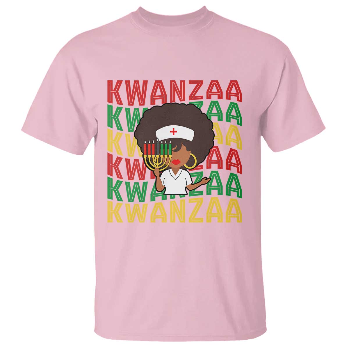 Kwanzaa Nurse Pride T Shirt African Heritage Holiday Gift TS12 Light Pink Print Your Wear