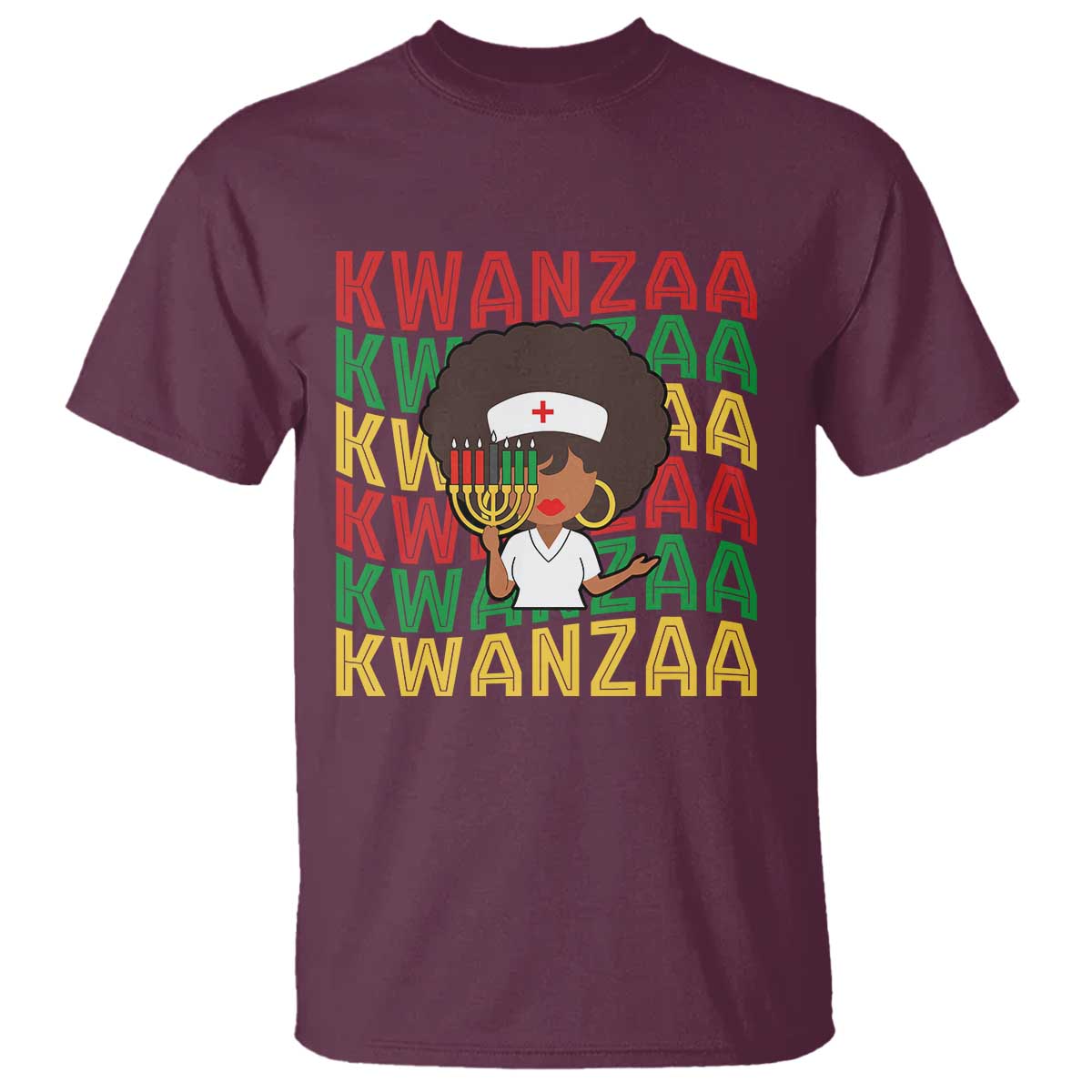 Kwanzaa Nurse Pride T Shirt African Heritage Holiday Gift TS12 Maroon Print Your Wear
