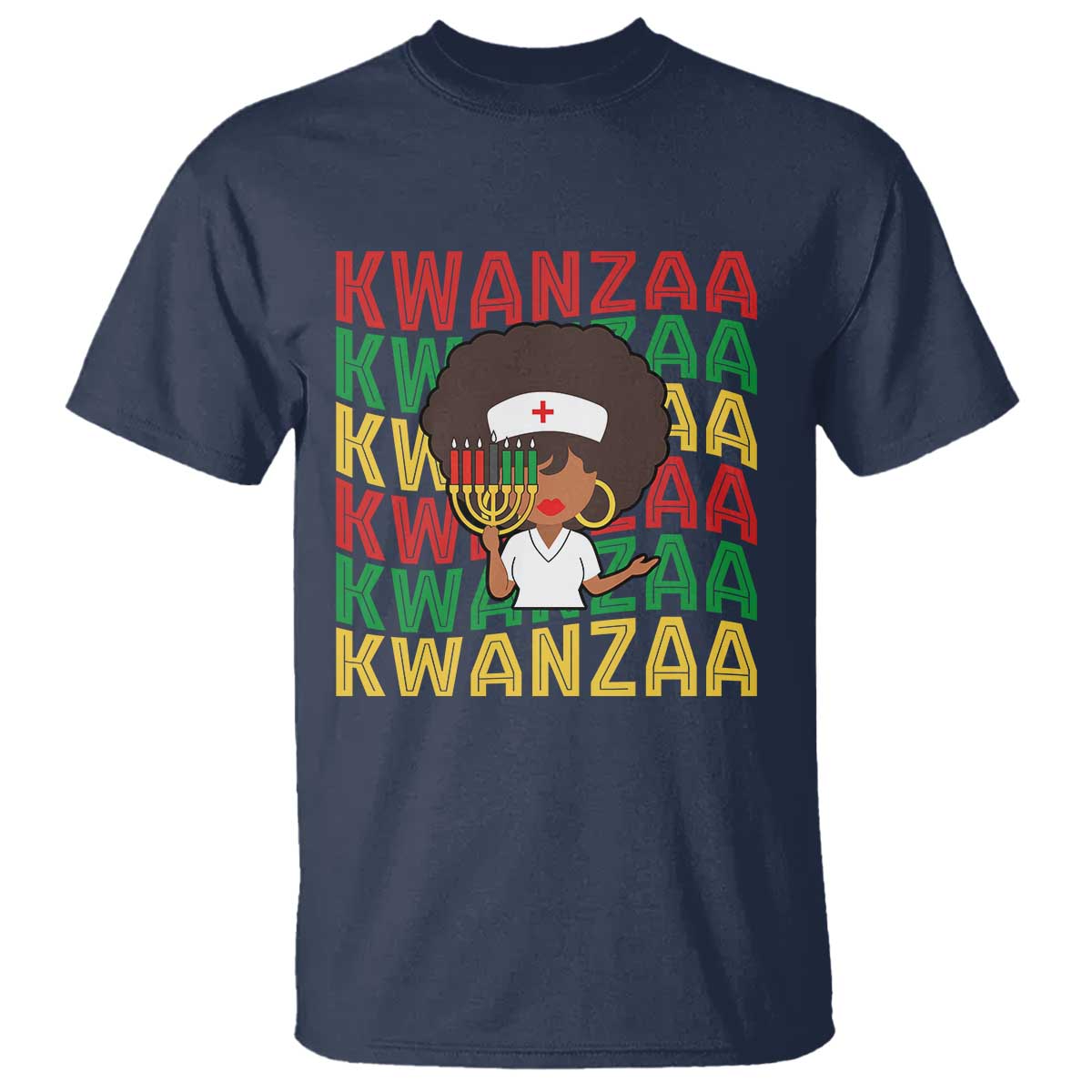 Kwanzaa Nurse Pride T Shirt African Heritage Holiday Gift TS12 Navy Print Your Wear