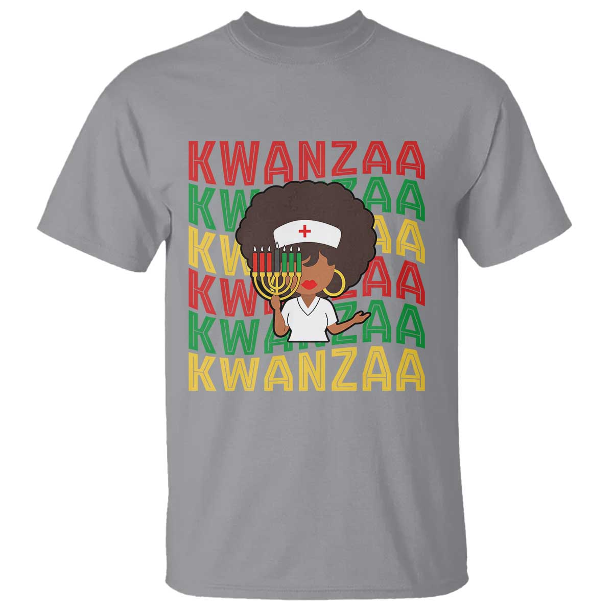 Kwanzaa Nurse Pride T Shirt African Heritage Holiday Gift TS12 Sport Gray Print Your Wear