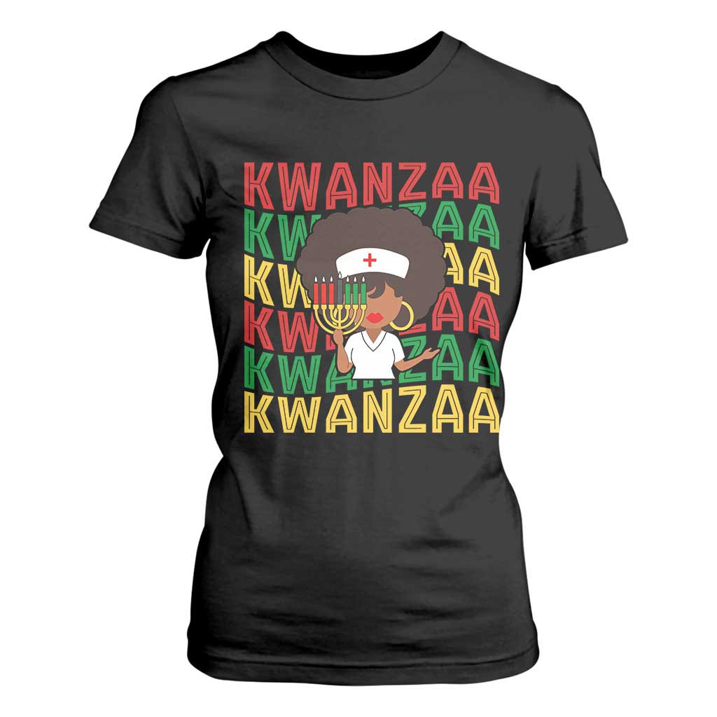 Kwanzaa Nurse Pride T Shirt For Women African Heritage Holiday Gift TS12 Black Print Your Wear