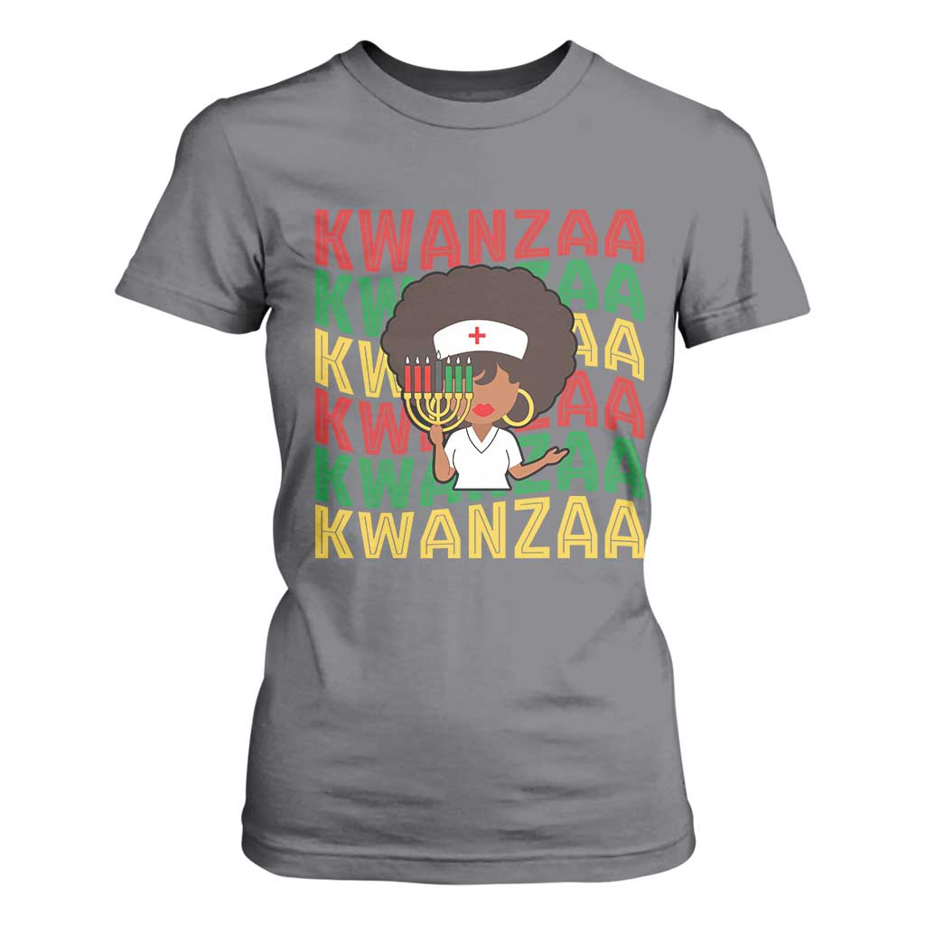 Kwanzaa Nurse Pride T Shirt For Women African Heritage Holiday Gift TS12 Charcoal Print Your Wear