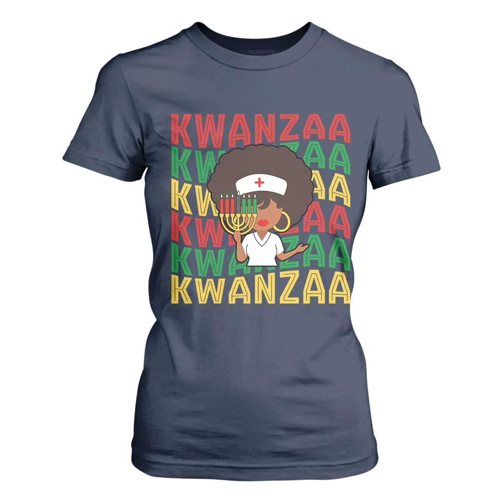 Kwanzaa Nurse Pride T Shirt For Women African Heritage Holiday Gift TS12 Navy Print Your Wear