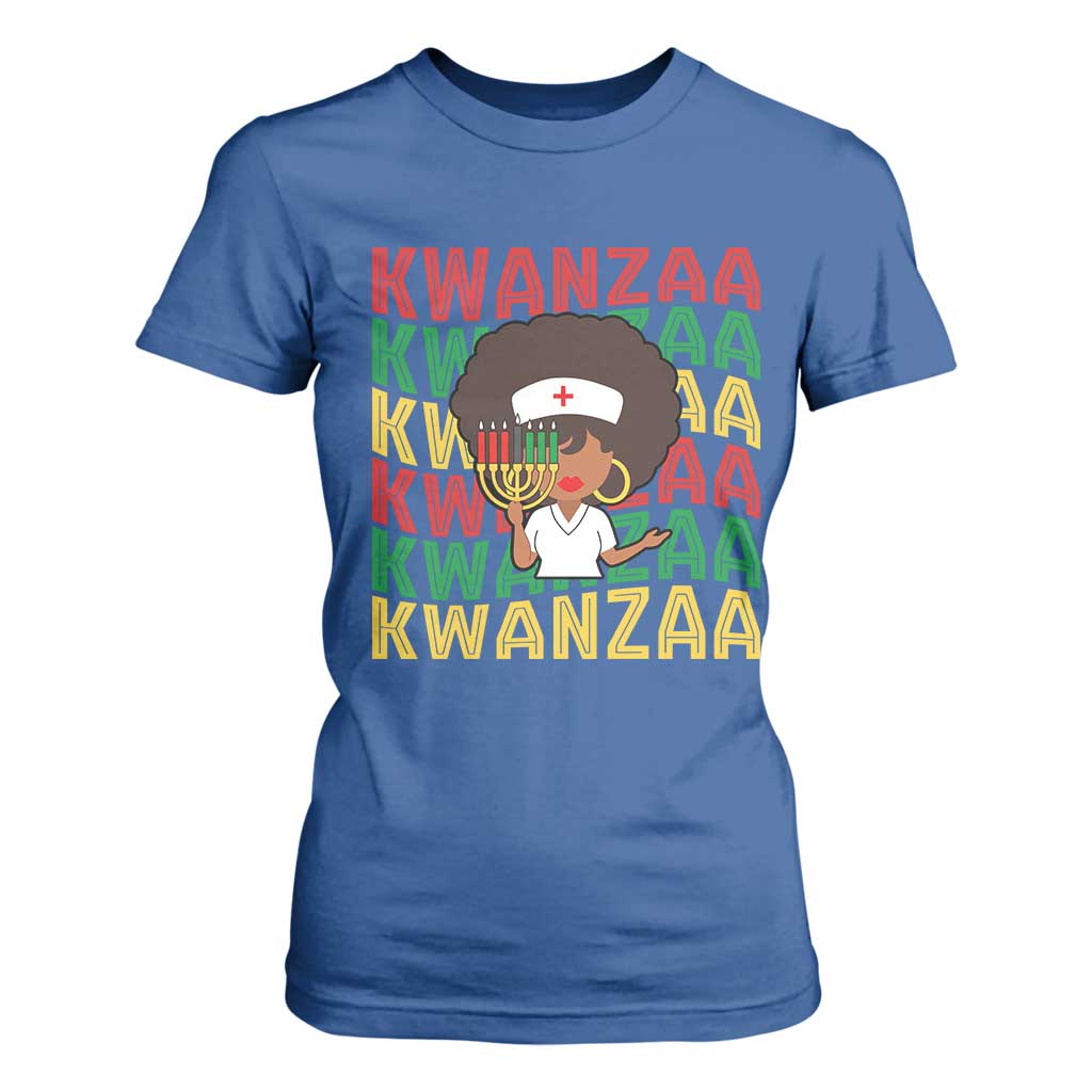 Kwanzaa Nurse Pride T Shirt For Women African Heritage Holiday Gift TS12 Royal Blue Print Your Wear