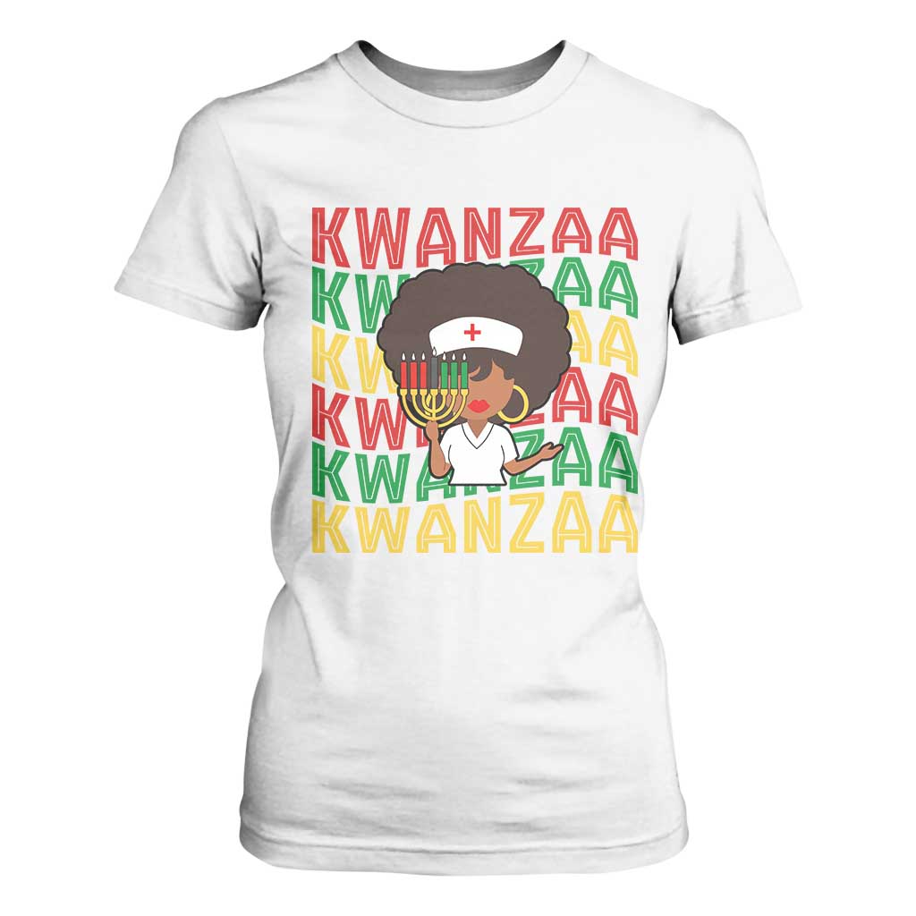 Kwanzaa Nurse Pride T Shirt For Women African Heritage Holiday Gift TS12 White Print Your Wear