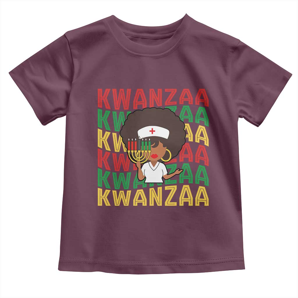 Kwanzaa Nurse Pride Toddler T Shirt African Heritage Holiday Gift TS12 Maroon Print Your Wear