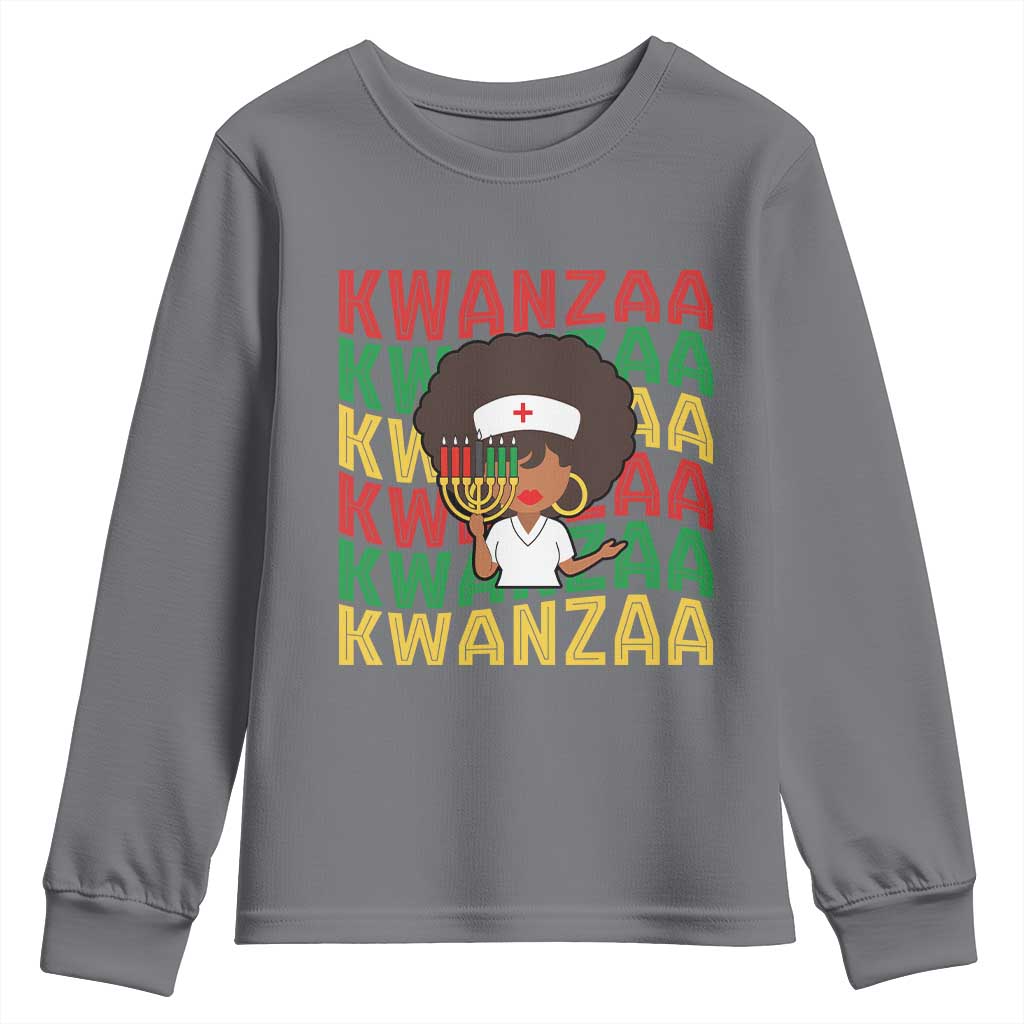 Kwanzaa Nurse Pride Youth Sweatshirt African Heritage Holiday Gift TS12 Charcoal Print Your Wear