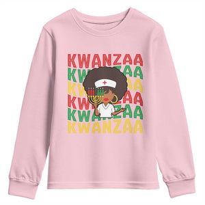 Kwanzaa Nurse Pride Youth Sweatshirt African Heritage Holiday Gift TS12 Light Pink Print Your Wear