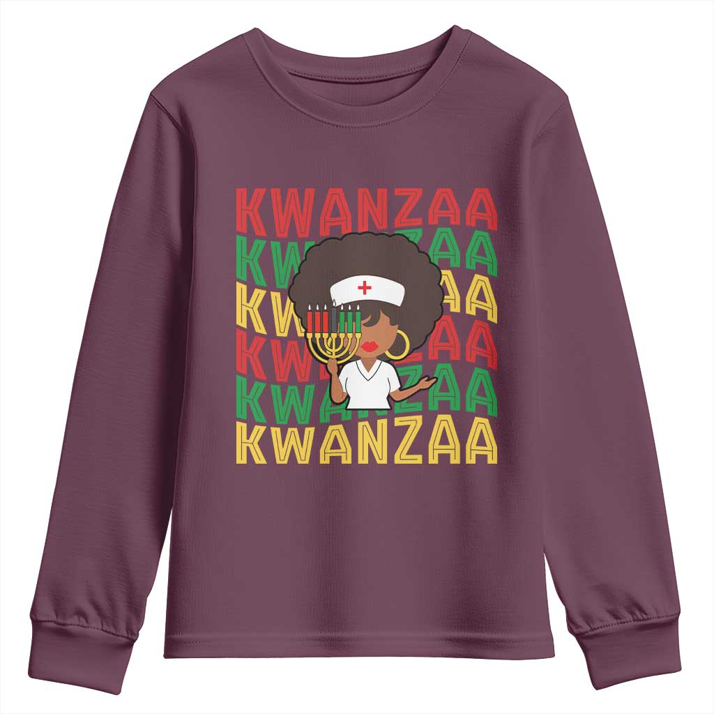 Kwanzaa Nurse Pride Youth Sweatshirt African Heritage Holiday Gift TS12 Maroon Print Your Wear