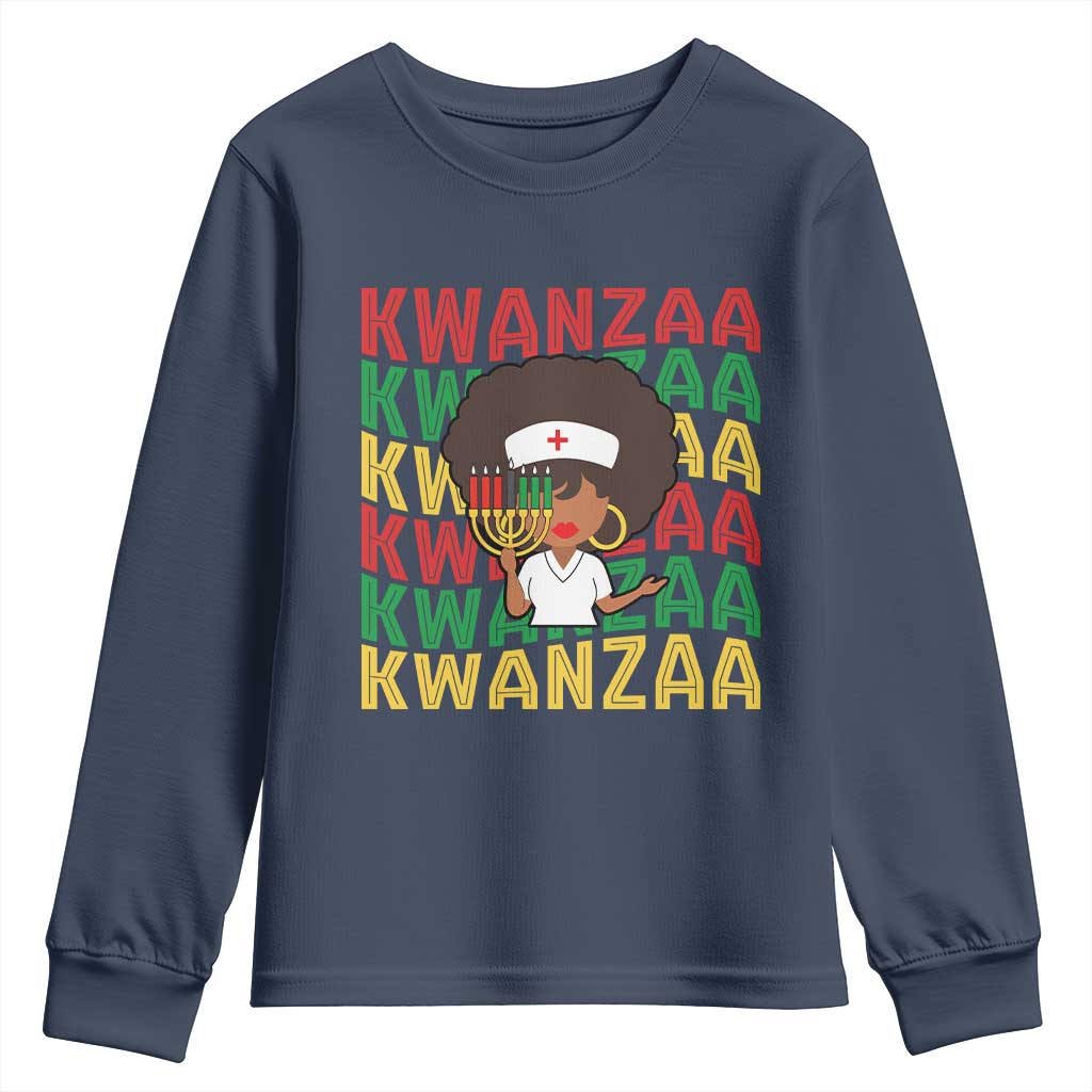 Kwanzaa Nurse Pride Youth Sweatshirt African Heritage Holiday Gift TS12 Navy Print Your Wear
