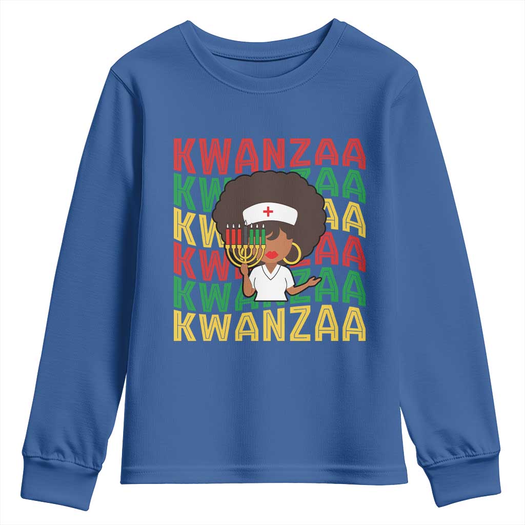 Kwanzaa Nurse Pride Youth Sweatshirt African Heritage Holiday Gift TS12 Royal Blue Print Your Wear