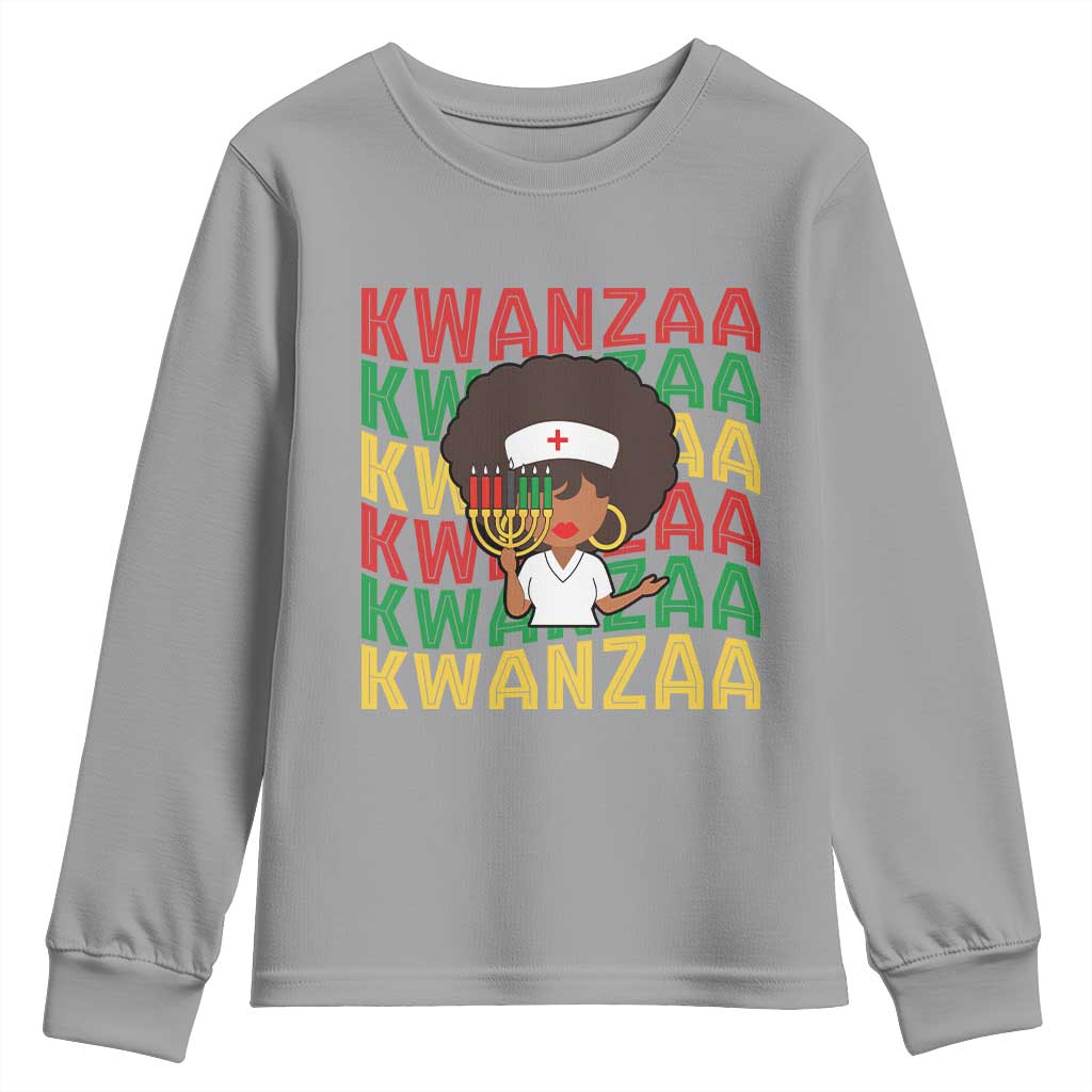 Kwanzaa Nurse Pride Youth Sweatshirt African Heritage Holiday Gift TS12 Sport Gray Print Your Wear