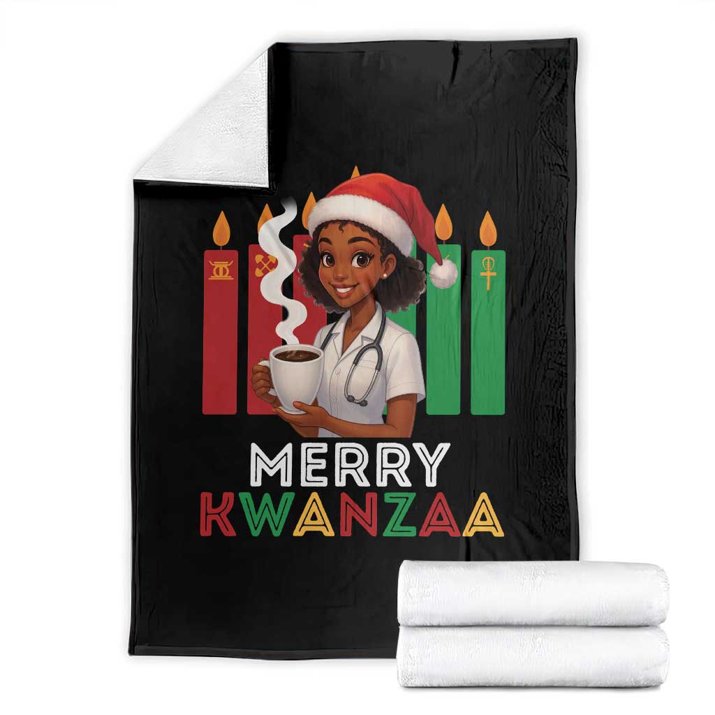Merry Kwanzaa Throw Blanket Nurse African American Holiday Celebration Gift - Print Your Wear
